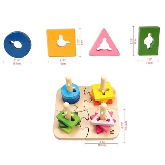 Hape Wooden Toddler Stacking Shape Peg Puzzle
